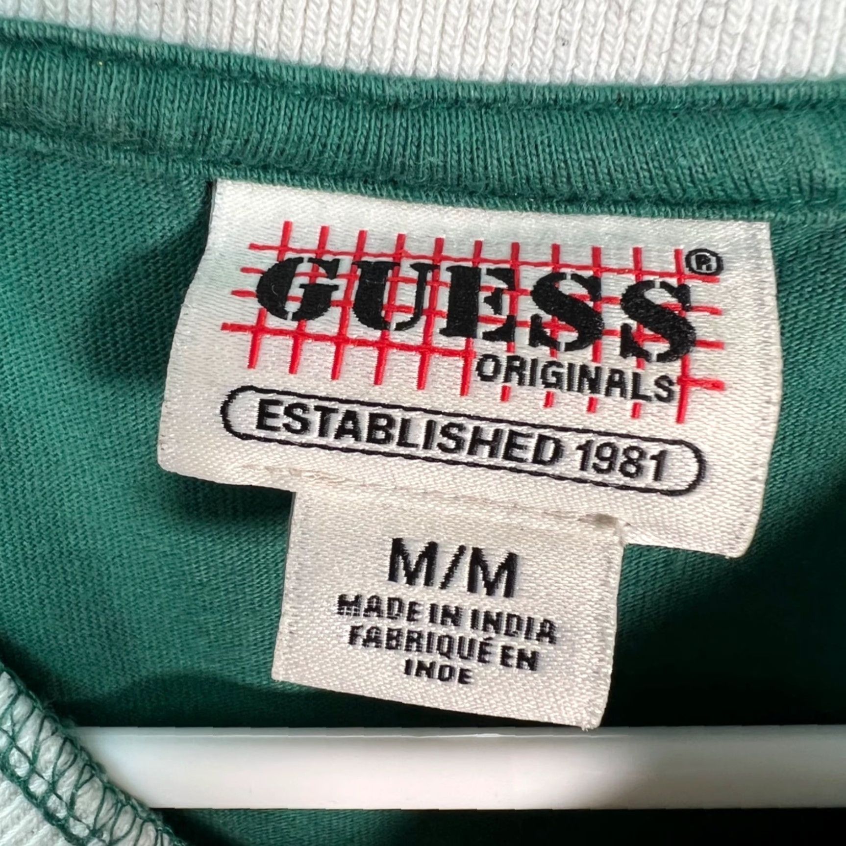 Guess Guess Originals Mens Medium Emerald Green Ringer T-Shirt Logo Cotton Knit Short Sleeve Crew Neck Shirt Men Size US M / EU 48-50 / 2 - 3 Thumbnail