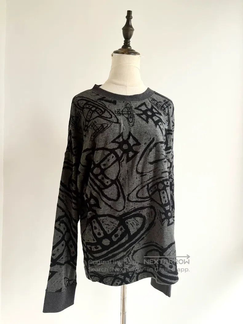 Vivienne Westwood Vivienne Westwood Gray Full Print Saturn Knit Sweater Size M / US 6-8 / IT 42-44 - 1 Thumbnail