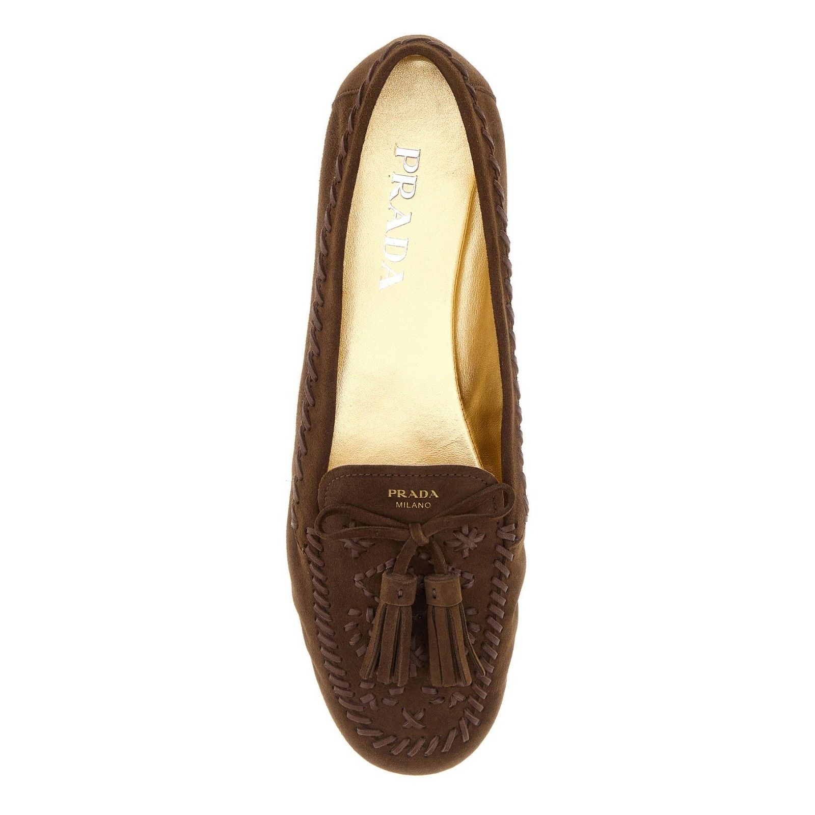 Prada PRADA Cocoa Brown Suede Tassel Loafers New & Authentic (Wome Size US 7.5 / IT 37.5 - 2 Thumbnail