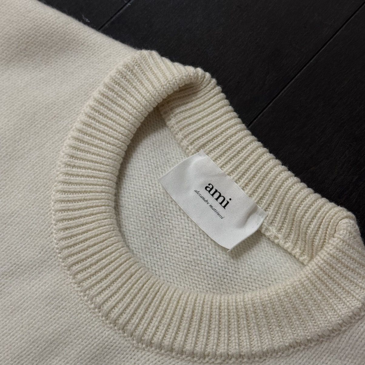 AMI Off-White Wool Ami de Coeur Sweater Size US M / EU 48-50 / 2 - 3 Thumbnail