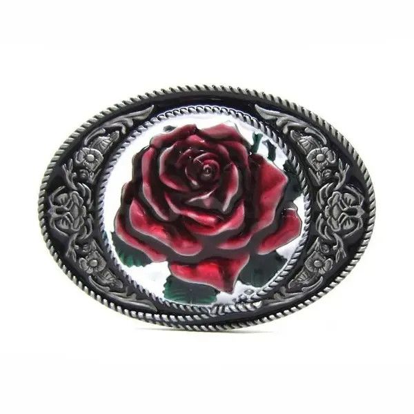 Other Metal Floral Red Roses belt buckle ( no belt ) Size ONE SIZE - 2 Thumbnail