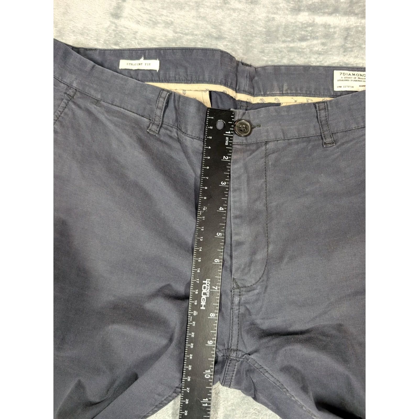 Vintage 7Diamonds Pants Mens 31x32 Gray Chino Straight Leg Casual Stretch Regular Front Zip Belt Loops Pockets Mens Size US 31 - 3 Thumbnail