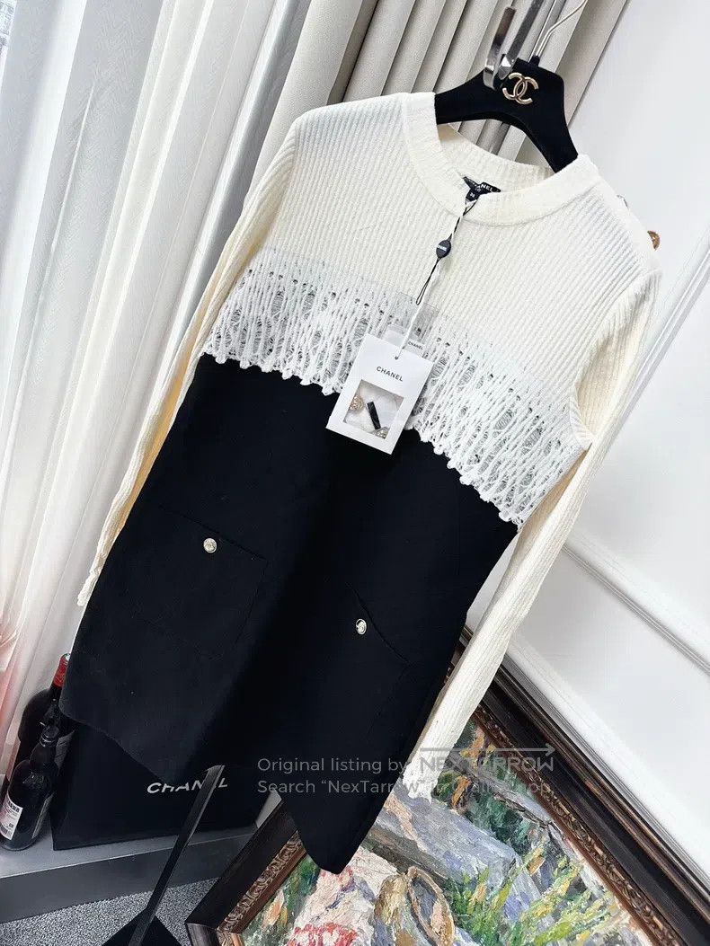 Chanel Chanel 20k equestrian series lace stitching black and whit Size XS / US 0-2 / IT 36-38 - 1 Thumbnail