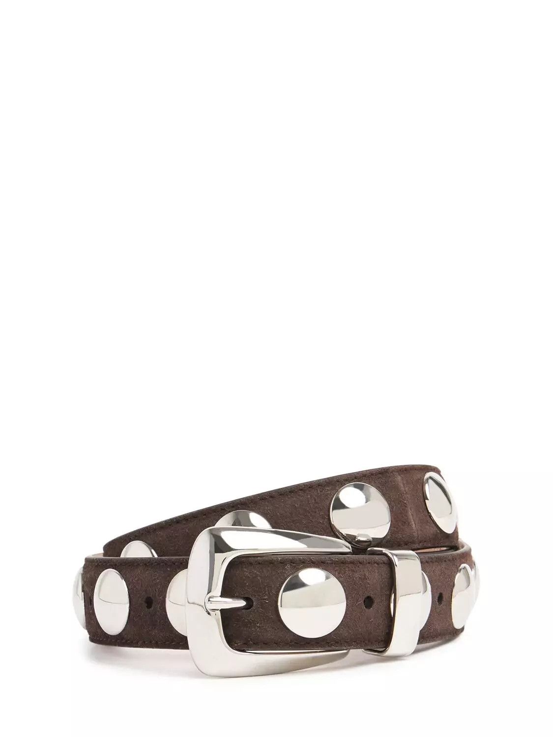 KHAITE KHAITE Benny Brown Suede Silver 30mm Studs Belt Size ONE SIZE - 1 Thumbnail