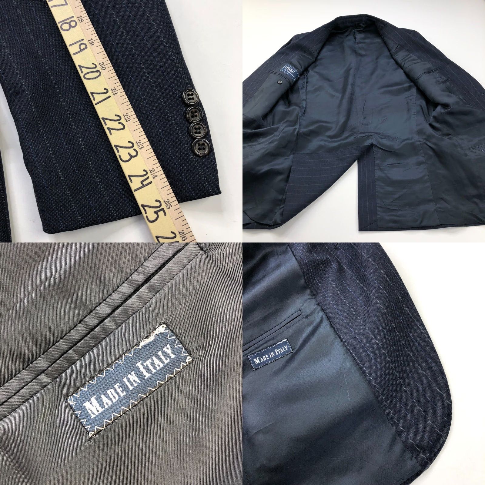 Ralph Lauren Polo Ralph Lauren 42L Navy Pinstripe 100% Virgin Wool Button Sport Coat Jacket Men Wool Pinstripe Suit Jacket Regular Fit Navy 42L Mens Size US XL / EU 56 / 4 - 8 Thumbnail
