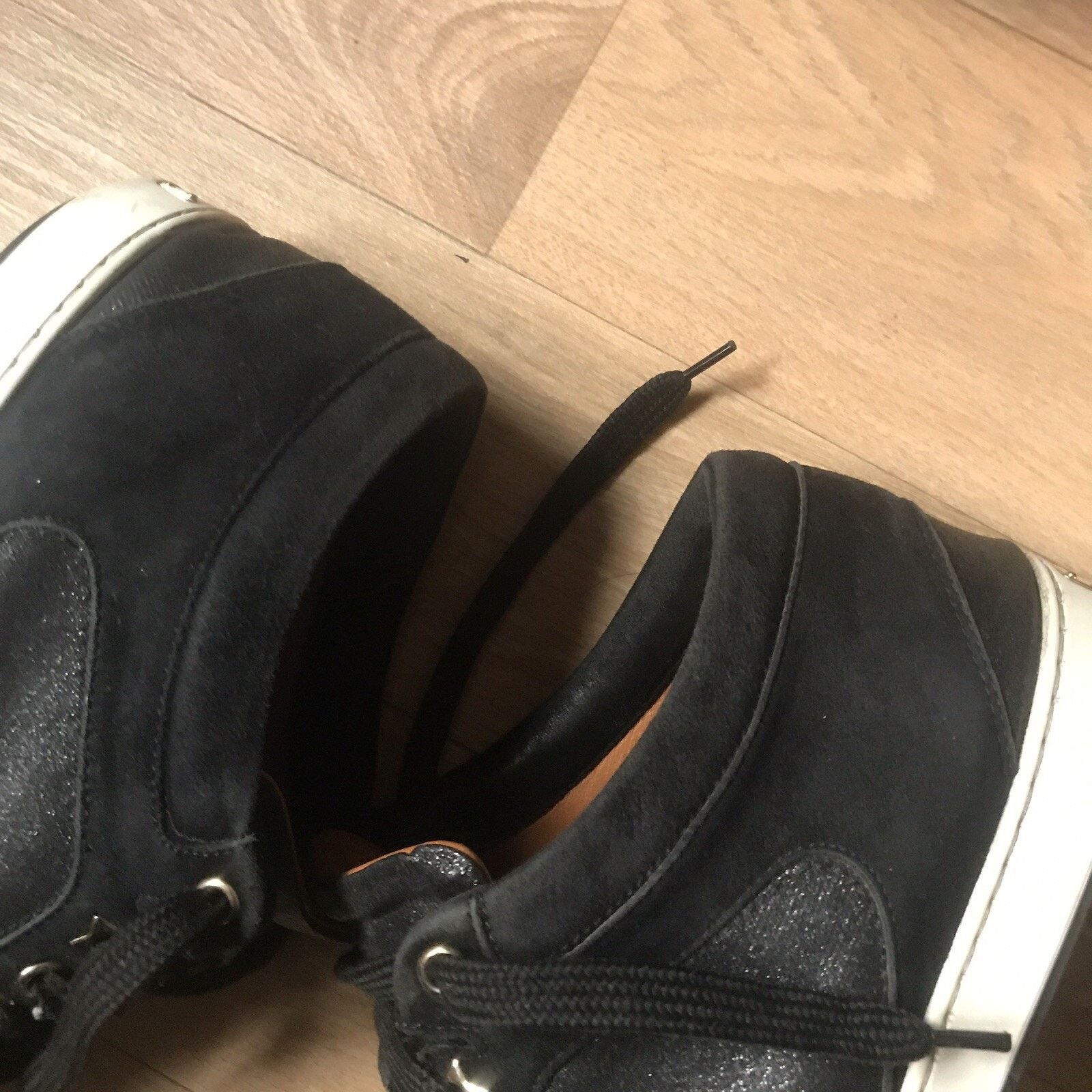 Jimmy Choo JIMMY CHOO Miami Sneaker SHOES glitter BLACK Leather WOMENS Size US 9 / IT 39 - 11 Thumbnail