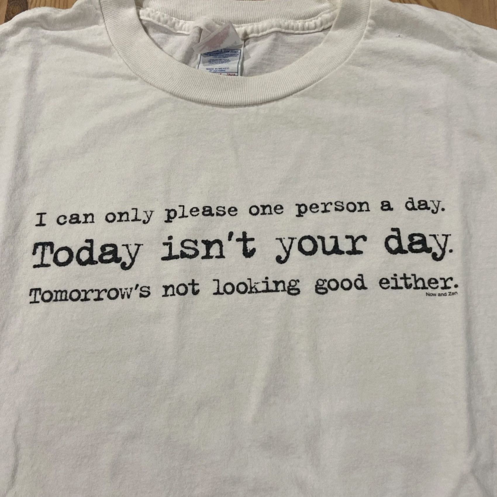 Vintage VINTAGE T-Shirt White XL Zen Today Isn't Your Day NOW Y2K Music Horror Funny USA Made Mens Size US XL / EU 56 / 4 - 2 Thumbnail