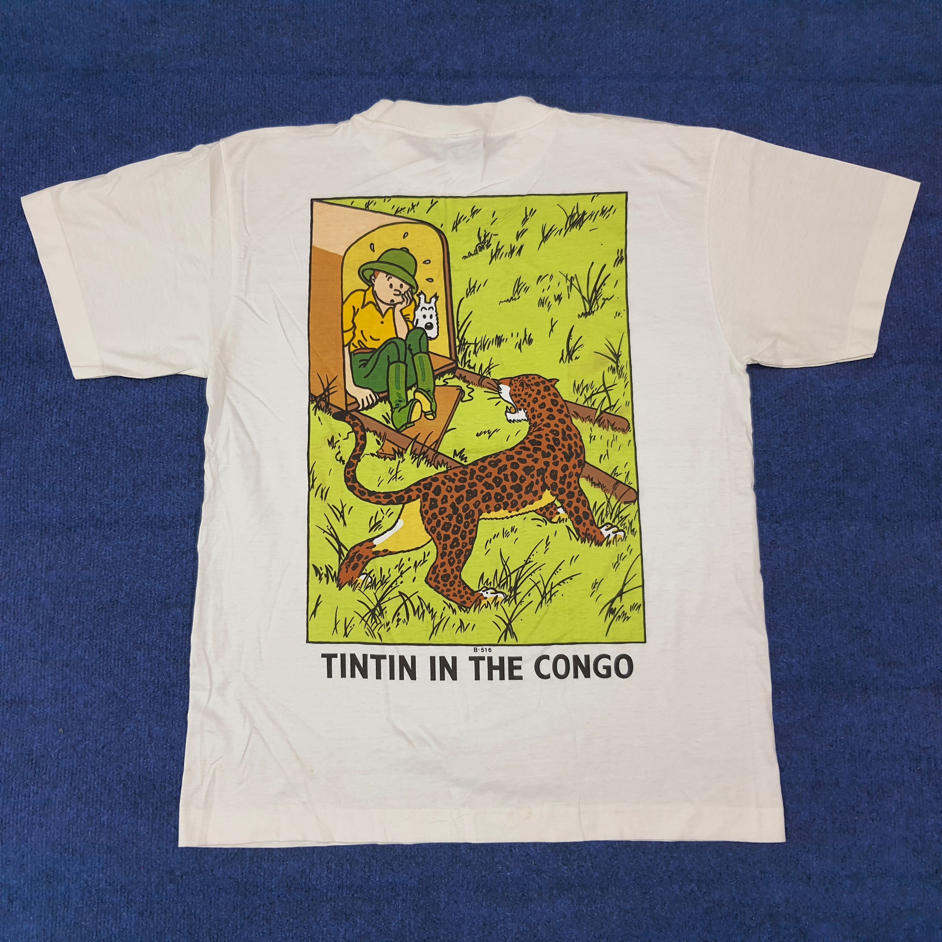 Vintage Vintage 90s Tintin In The Congo Retro Comic T-Shirt C276N3 Size US L / EU 52-54 / 3 - 1 Thumbnail