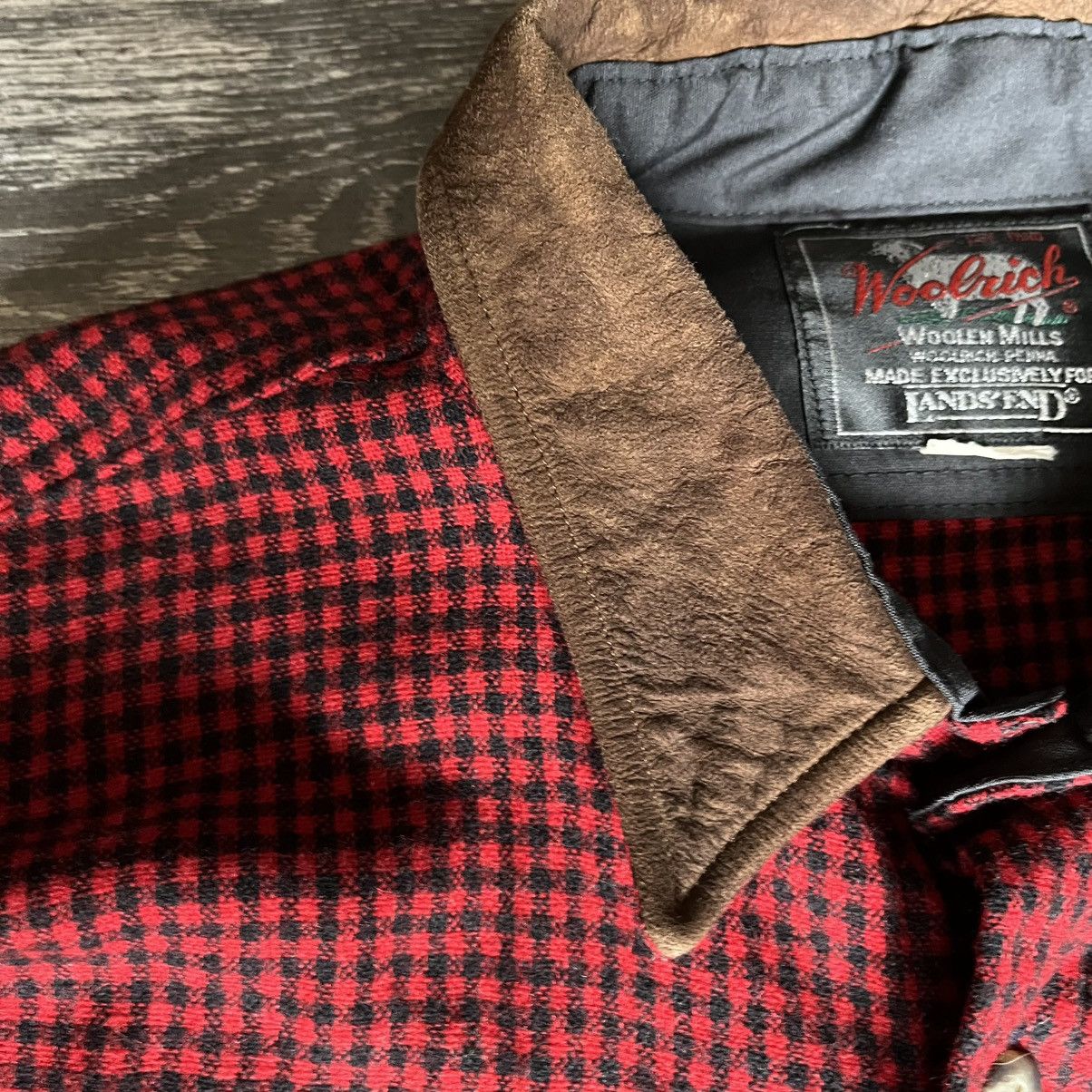 Woolrich Woolen Mills Vintage 1990s Woolrich Land’s End Leather Collar Check Shirt Size US XL / EU 56 / 4 - 5 Thumbnail