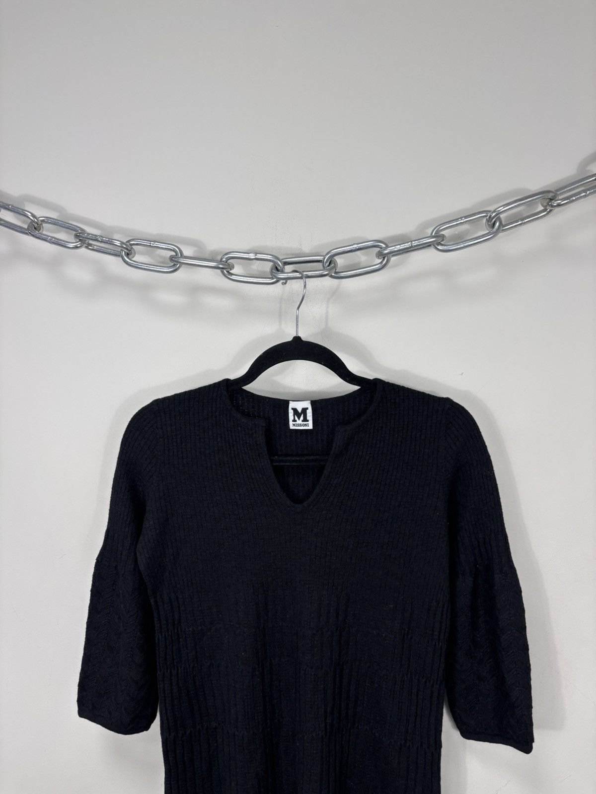 Missoni Missoni M Women’s Black Ribbed Knit Top Short Sleeve Sweater Size S / US 4 / IT 40 - 2 Thumbnail