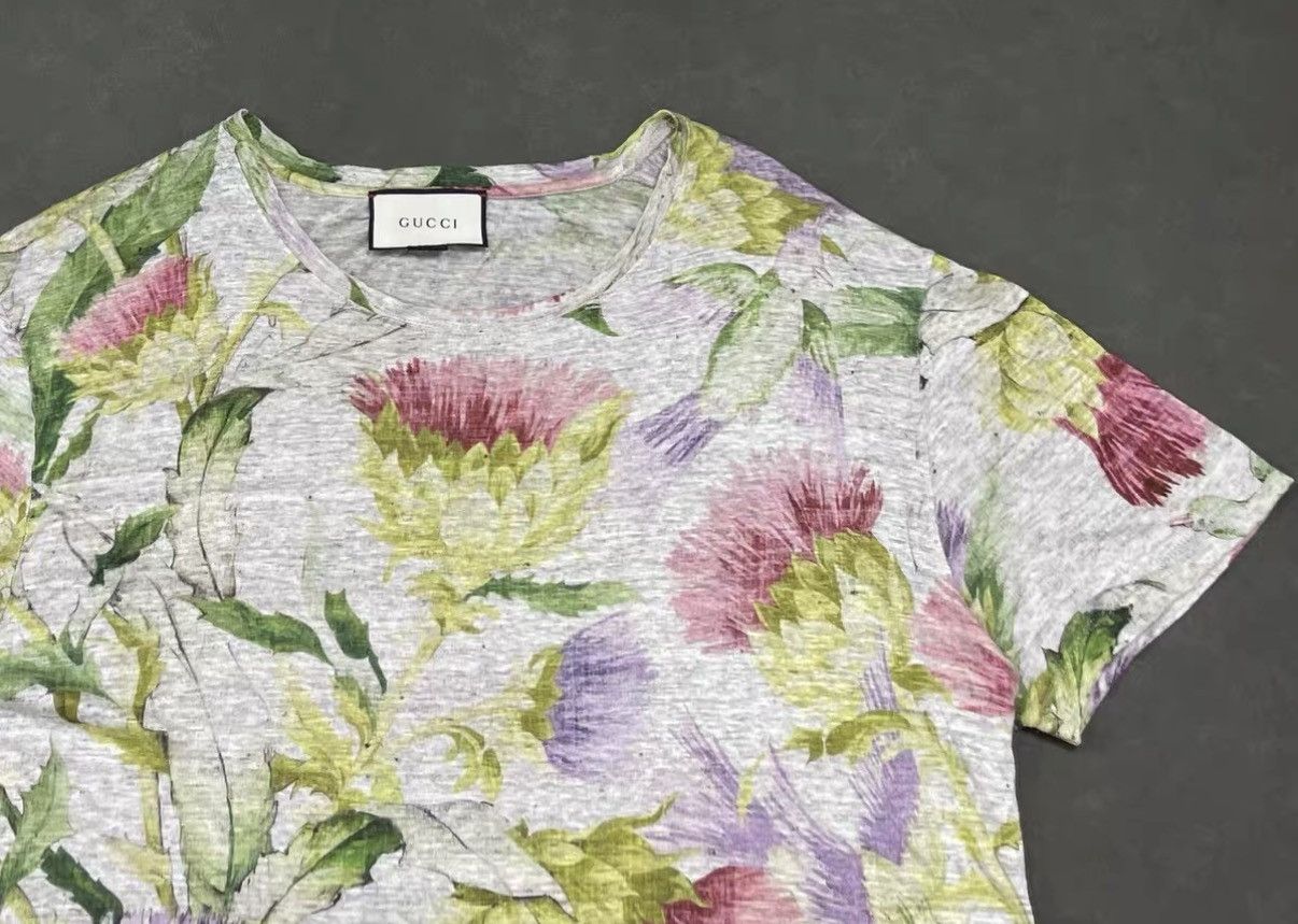 Gucci GUCCI Linen Floral Short Sleeve T‑shirt J16 Size US M / EU 48-50 / 2 - 3 Thumbnail