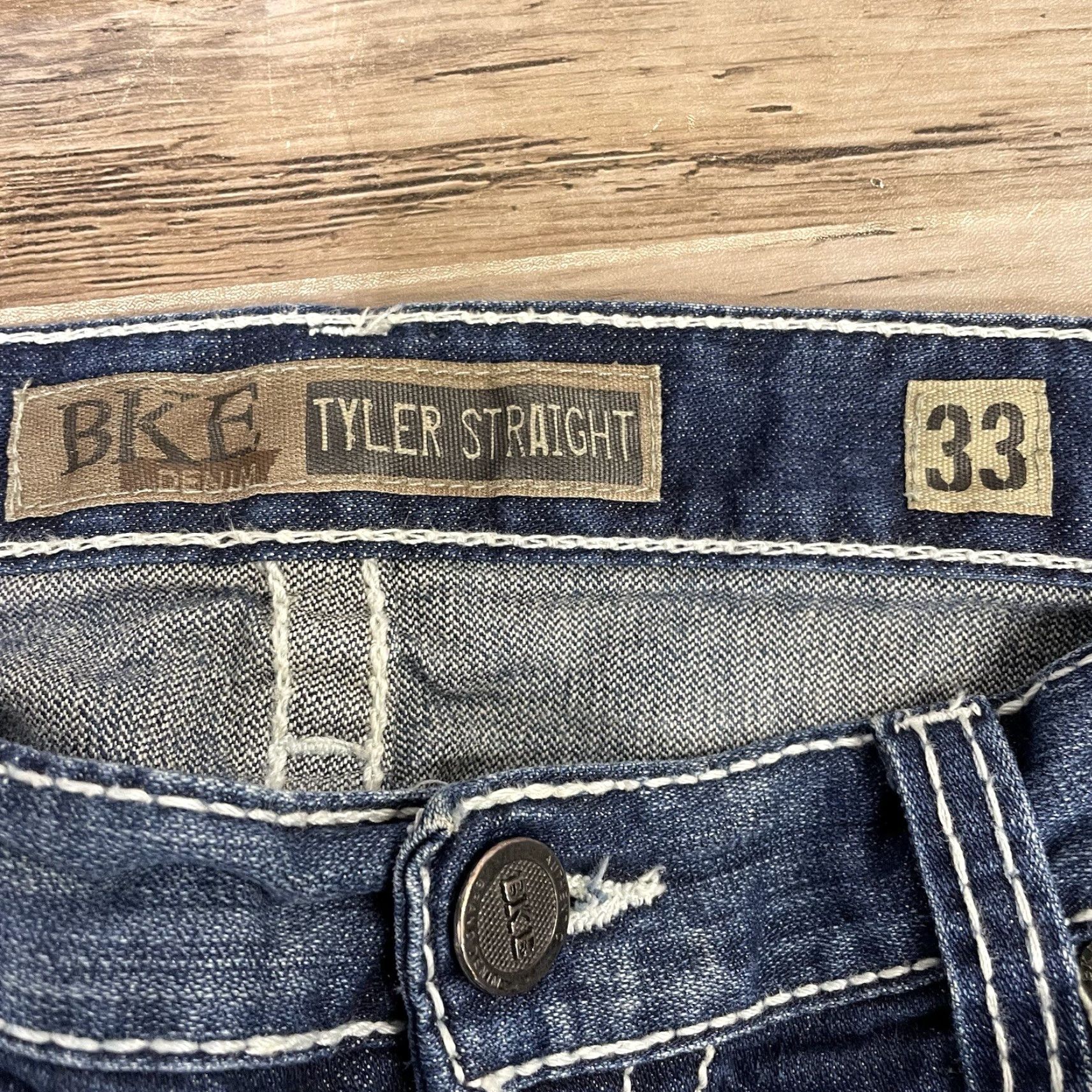 BKE BKE Tyler Jeans Mens Straight Blue Distressed 36x26 Denim Regular Jeans Size US 36 / EU 52 - 4 Thumbnail