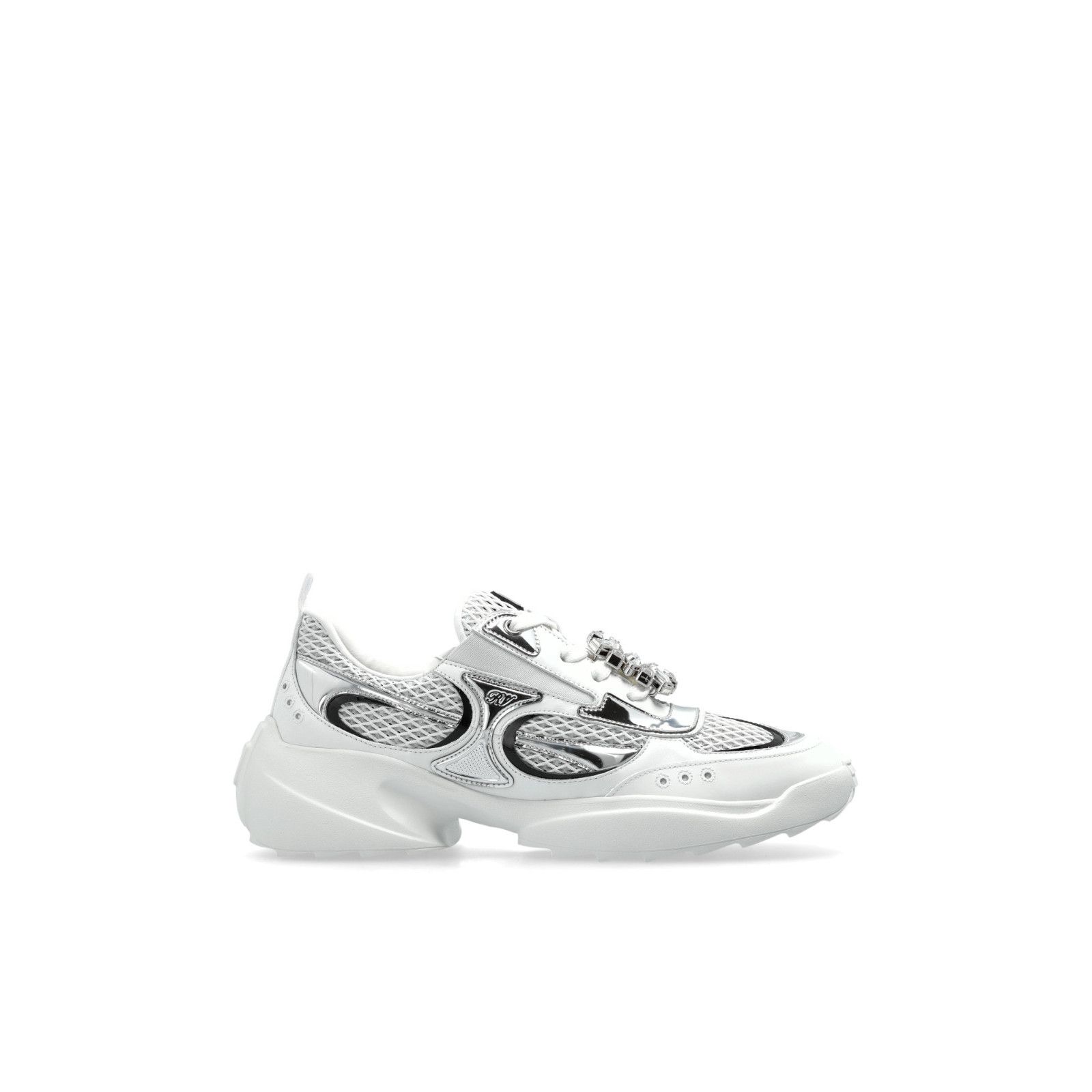 ROGER VIVIER Motor Run White Leather Sneakers New & Authenti