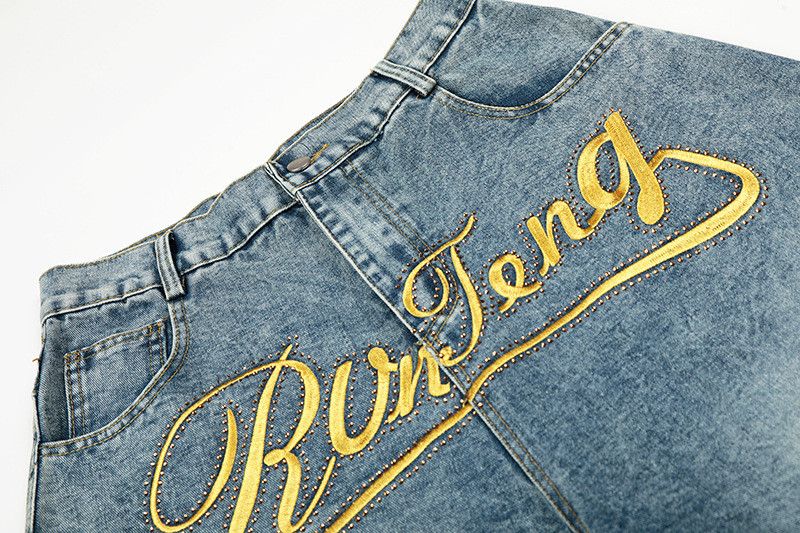 Vintage American embroidered washed scimitar jeans loose fit Size US 32 / EU 48 - 3 Thumbnail