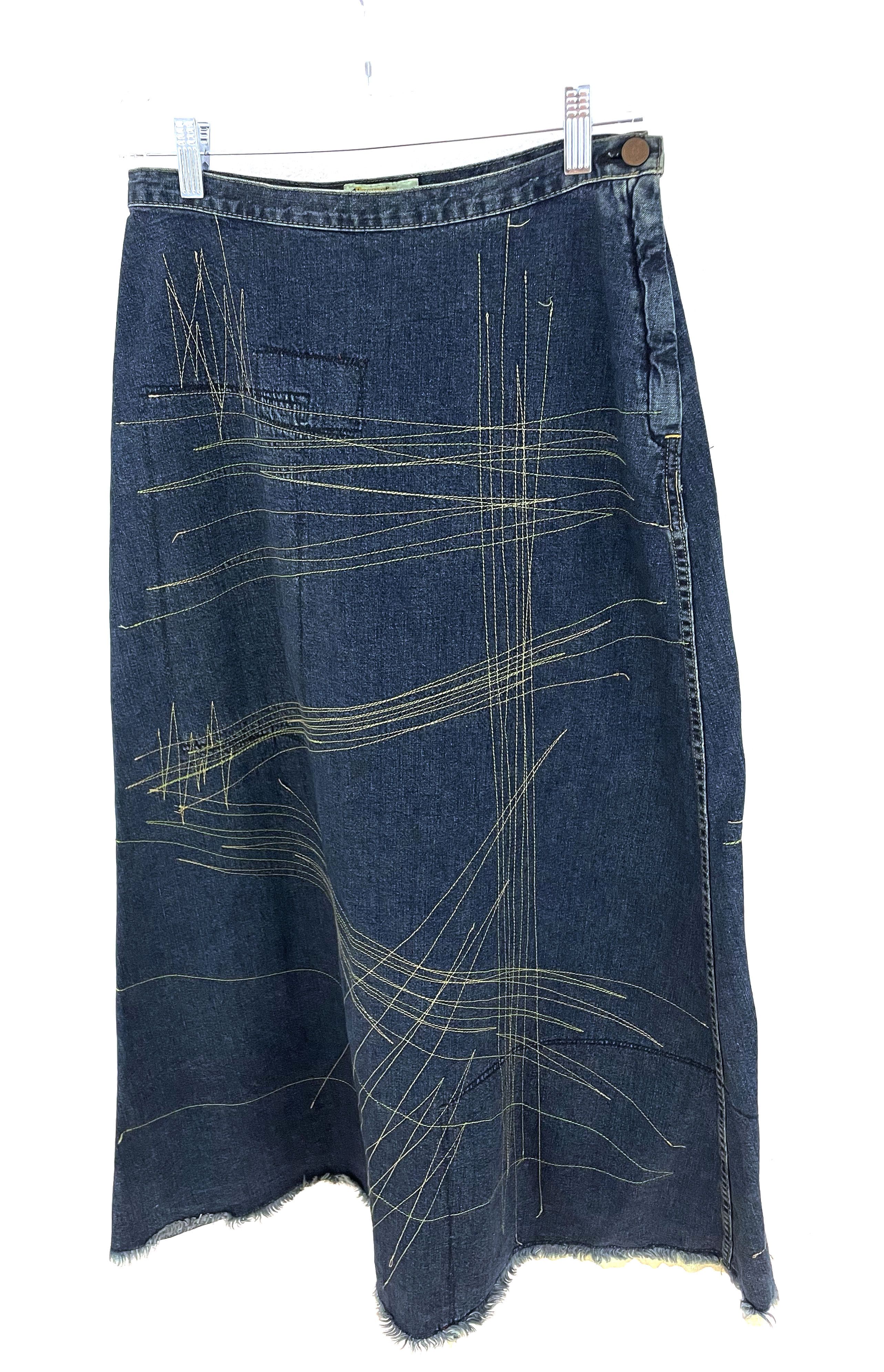 Hysteric Glamour Stitch Denim Maxi Skirt Size 27" / US 4 / IT 40 - 2 Thumbnail