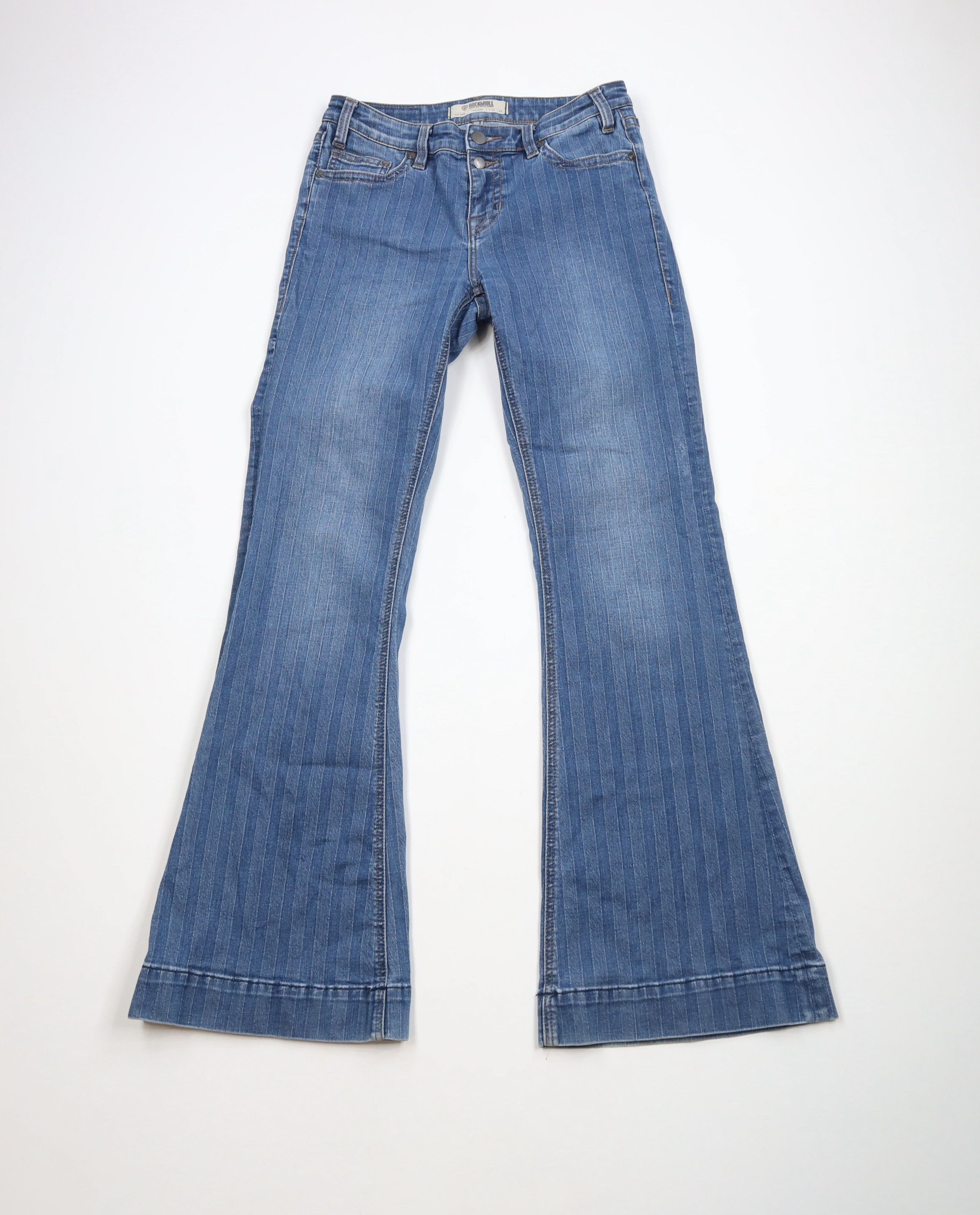 Vintage Vintage Y2K Streetwear Striped Wide Leg Bell Bottoms Jeans Size 26" / US 2 / IT 38 - 1 Thumbnail