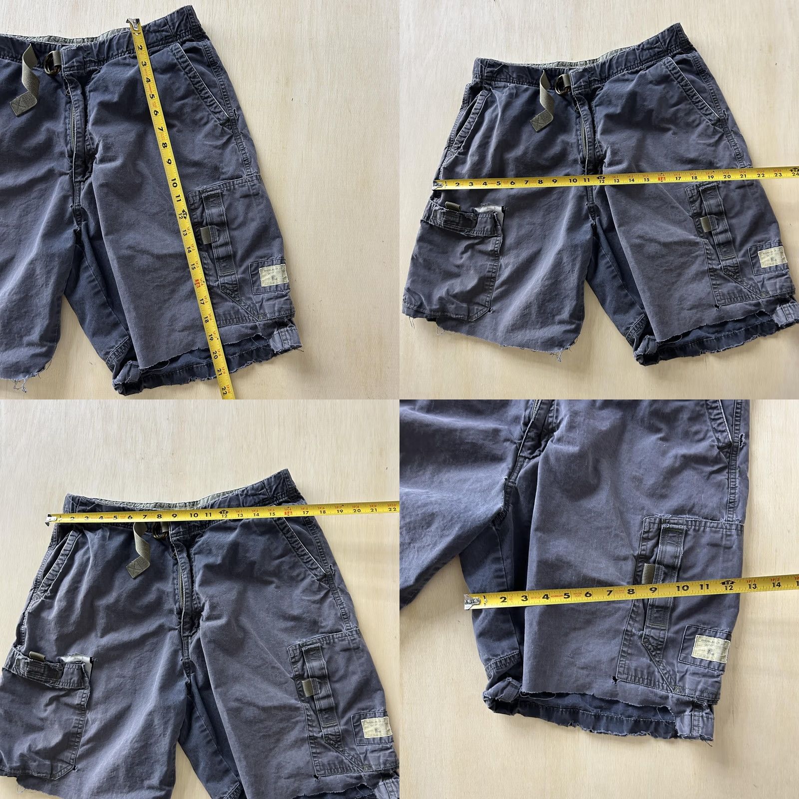 American Eagle Outfitters VINTAGE American Eagle Cargo Shorts Mens 33 Blue Canvas Distressed Cargo Pocket Shorts Relaxed Calf 11in Zip Mens Size US 33 - 8 Thumbnail