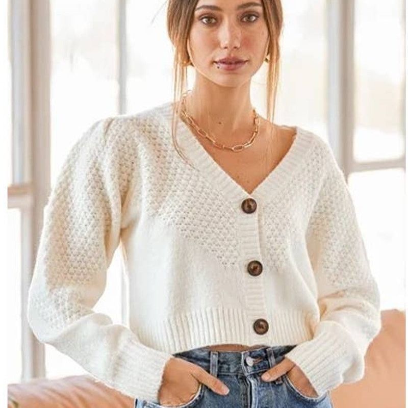 Lulus NWOT Lulus Warming Up to You Knit Cropped Cardigan Sweater Size M / US 6-8 / IT 42-44 - 1 Thumbnail