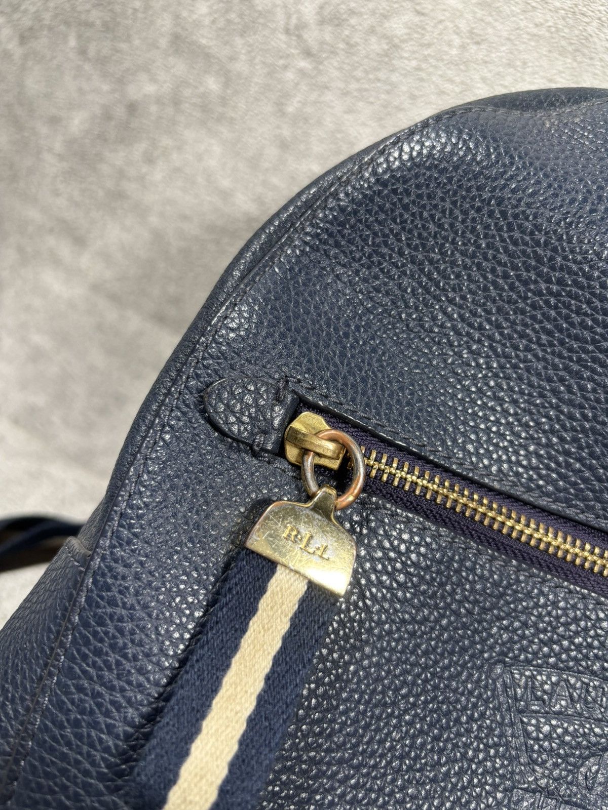 Lauren Ralph Lauren Lauren Ralph Lauren Pebbled Leather Navy Backpack Nautical Size ONE SIZE - 4 Thumbnail