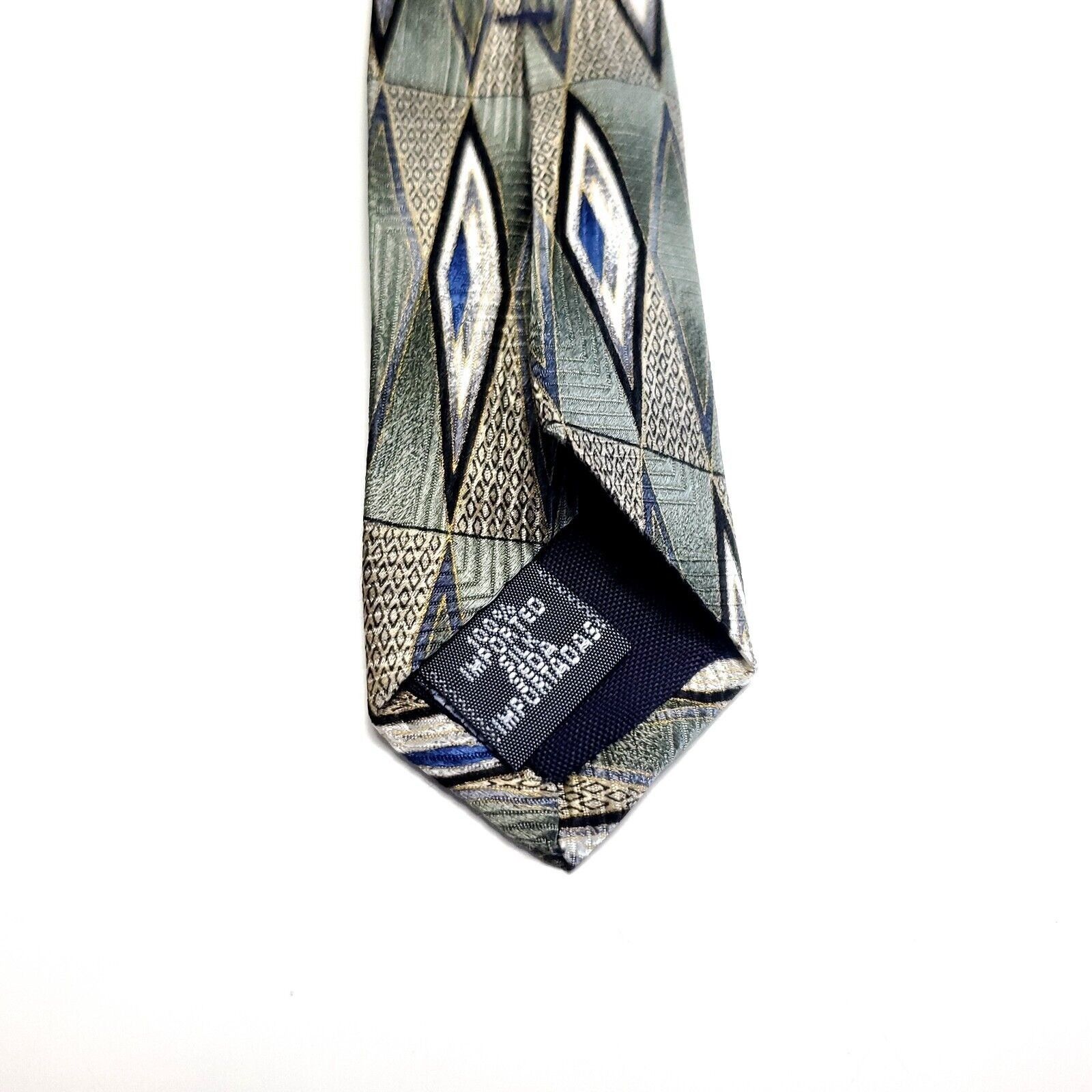 Croft & Barrow Croft & Barrow Green Tan Abstract Geometric Print Wide Silk Size ONE SIZE - 4 Thumbnail