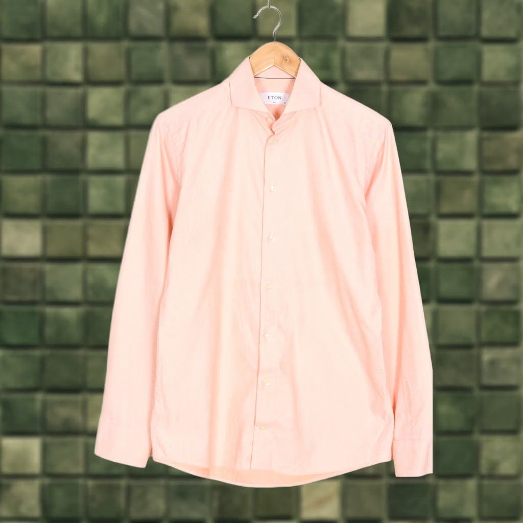 Eton ETON Shirt Men Size 39 15 ½ Slim Fit Cutaway Long Sleeve Orange Casual Formal Cotton Designer Size US L / EU 52-54 / 3 - 1 Thumbnail