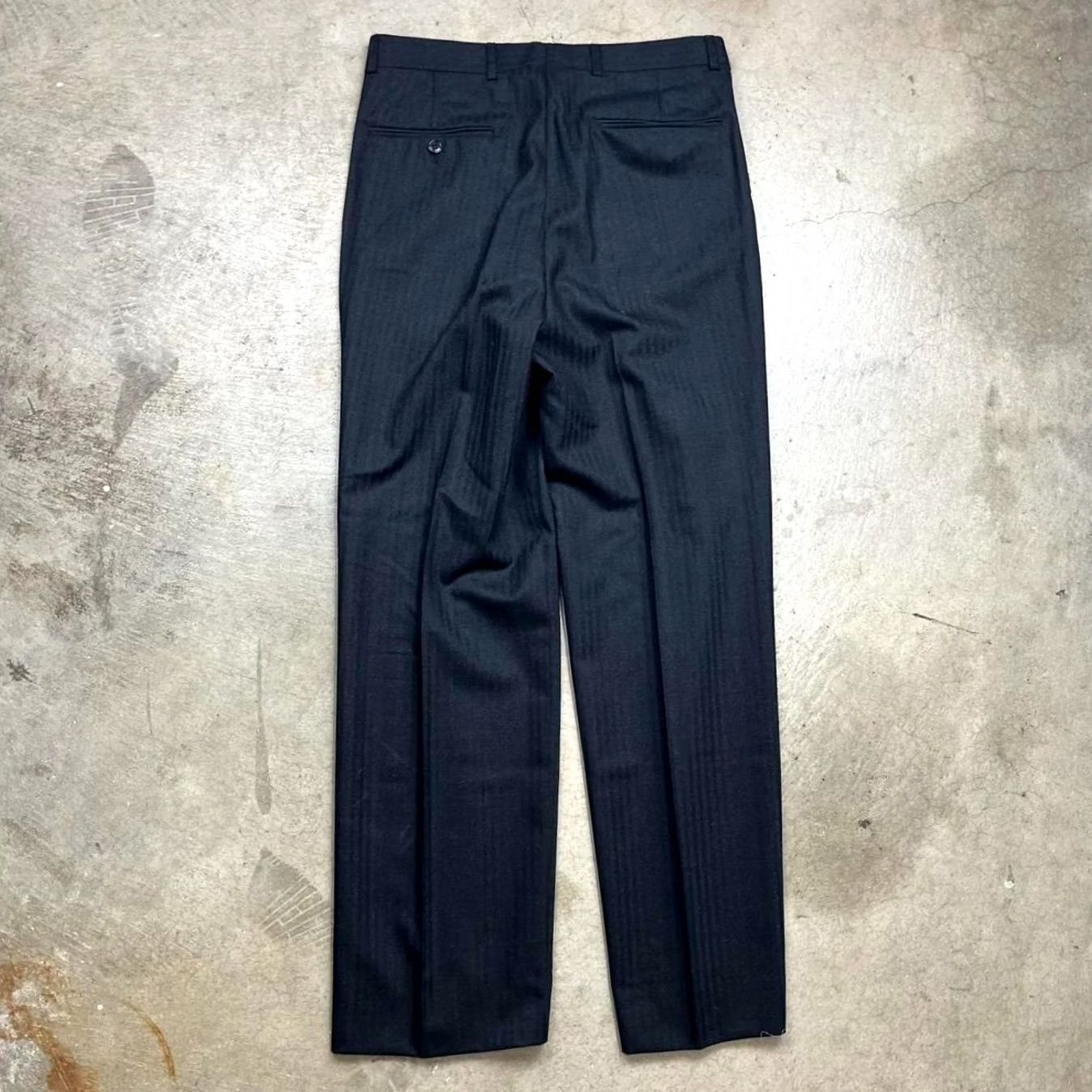 Vintage VINTAGE 80s Wool pleated dress pants Navy blue Trousers 32x31 pinstripe Mens Size US 32 / EU 48 - 2 Thumbnail