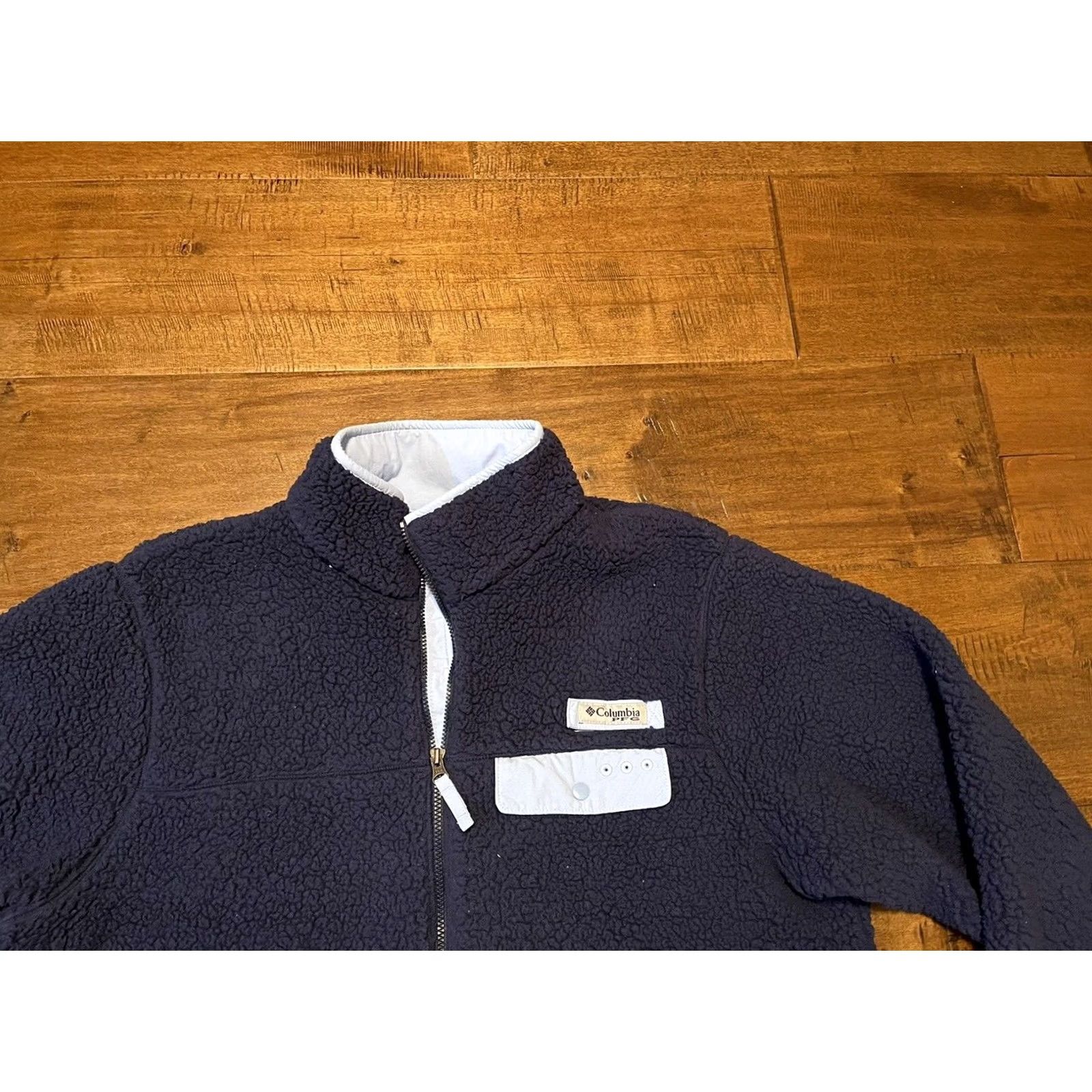 Vintage Columbia PFG Harborside Fleece Jacket Men's M Navy Heavy Weight Full Zip Sherpa Size US M / EU 48-50 / 2 - 2 Thumbnail