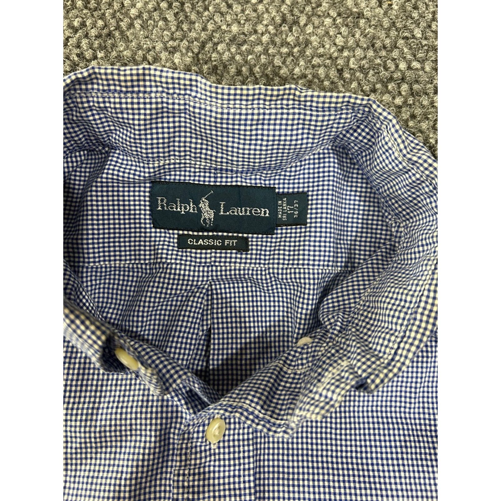Ralph Lauren Ralph Lauren shirt Mens Dress Shirt Button-Down Collar Classic Barrel Cuff Blue White Gingham 17 36-37 Size US XL / EU 56 / 4 - 4 Thumbnail
