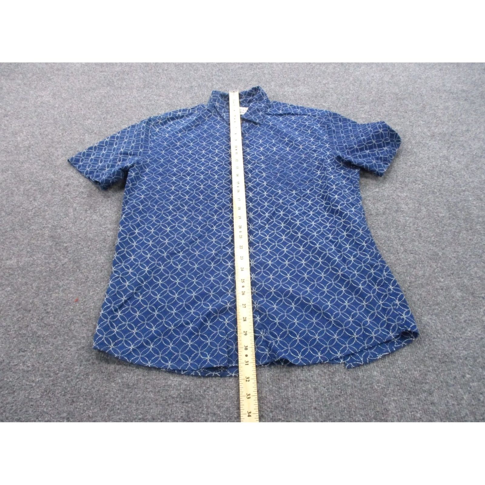 Faherty Faherty Shirt Mens M Button-Up Blue Geometric Lightweight Cotton Short Sleeve Collared Beach Vacation Outdoor Casual Mens Size US M / EU 48-50 / 2 - 3 Thumbnail