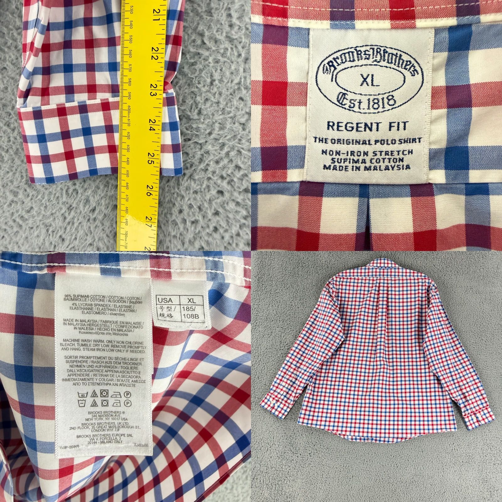 Brooks Brothers Brooks Brothers 1818 Button-Down Shirt Mens XL Red Blue Check Regent Fit LS Shirt Boys? Size US XL / EU 56 / 4 - 8 Thumbnail