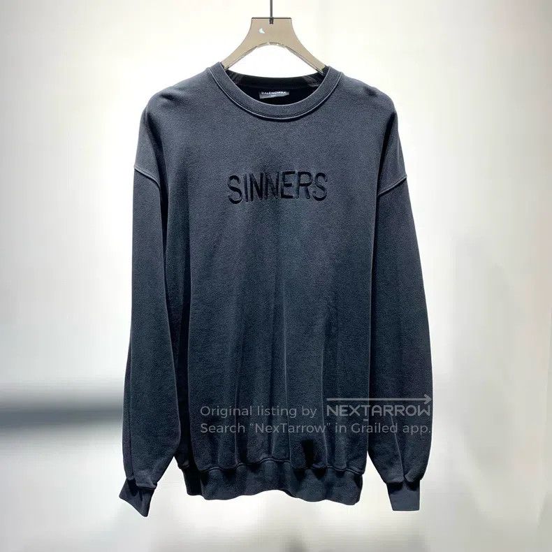 Balenciaga Balenciaga Washed Grey Sinners Hoodie Size US S / EU 44-46 / 1 - 1 Thumbnail