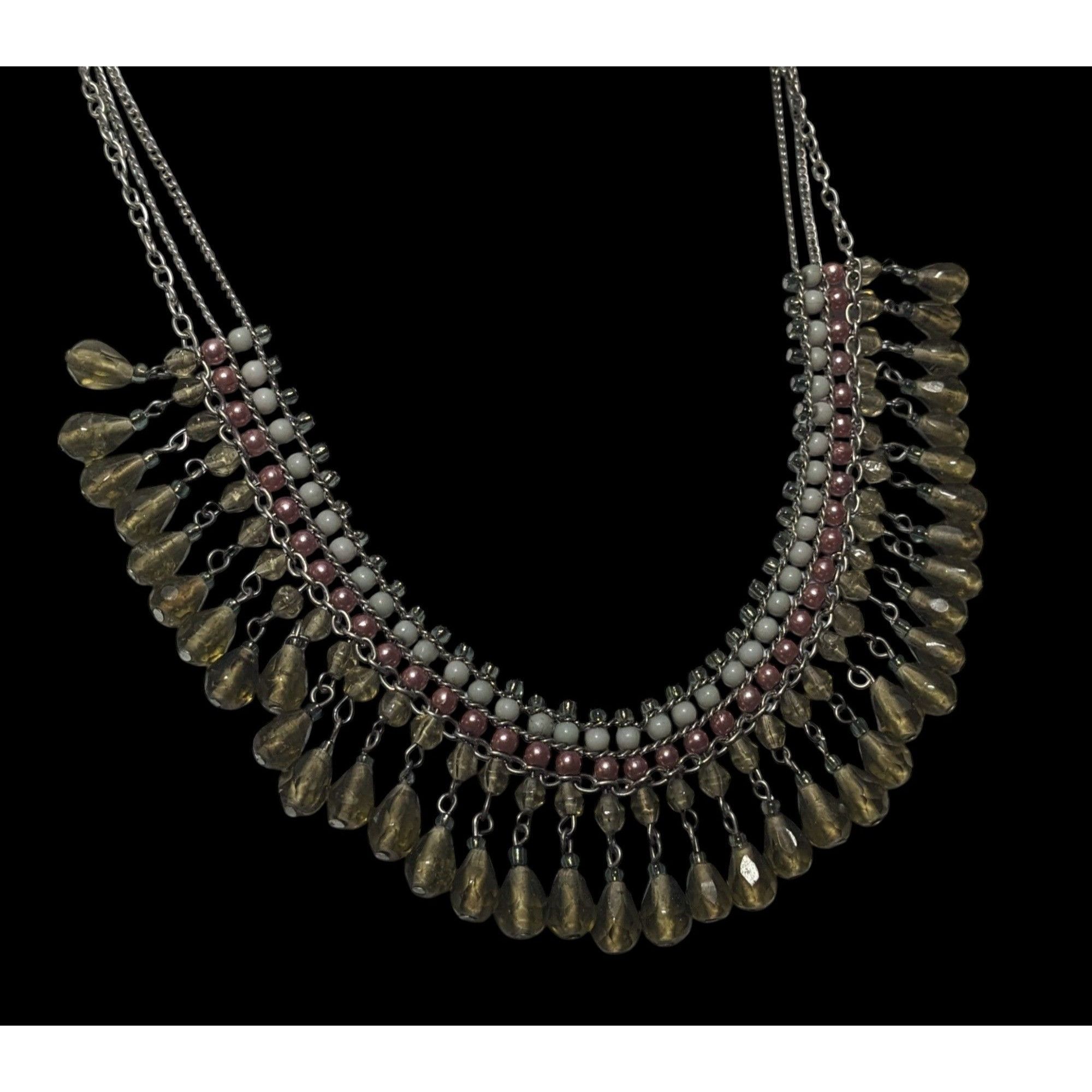Other Handmade Vintage Bohemian Glass And Pearl Beaded Fringe Neck Size ONE SIZE - 4 Thumbnail