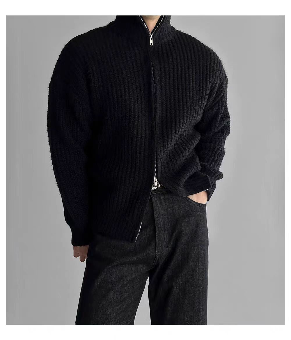 Japanese Brand Vintage Double Zipper Black XL Knit Stand-Up Jacket Coat Size US XL / EU 56 / 4 - 7 Thumbnail