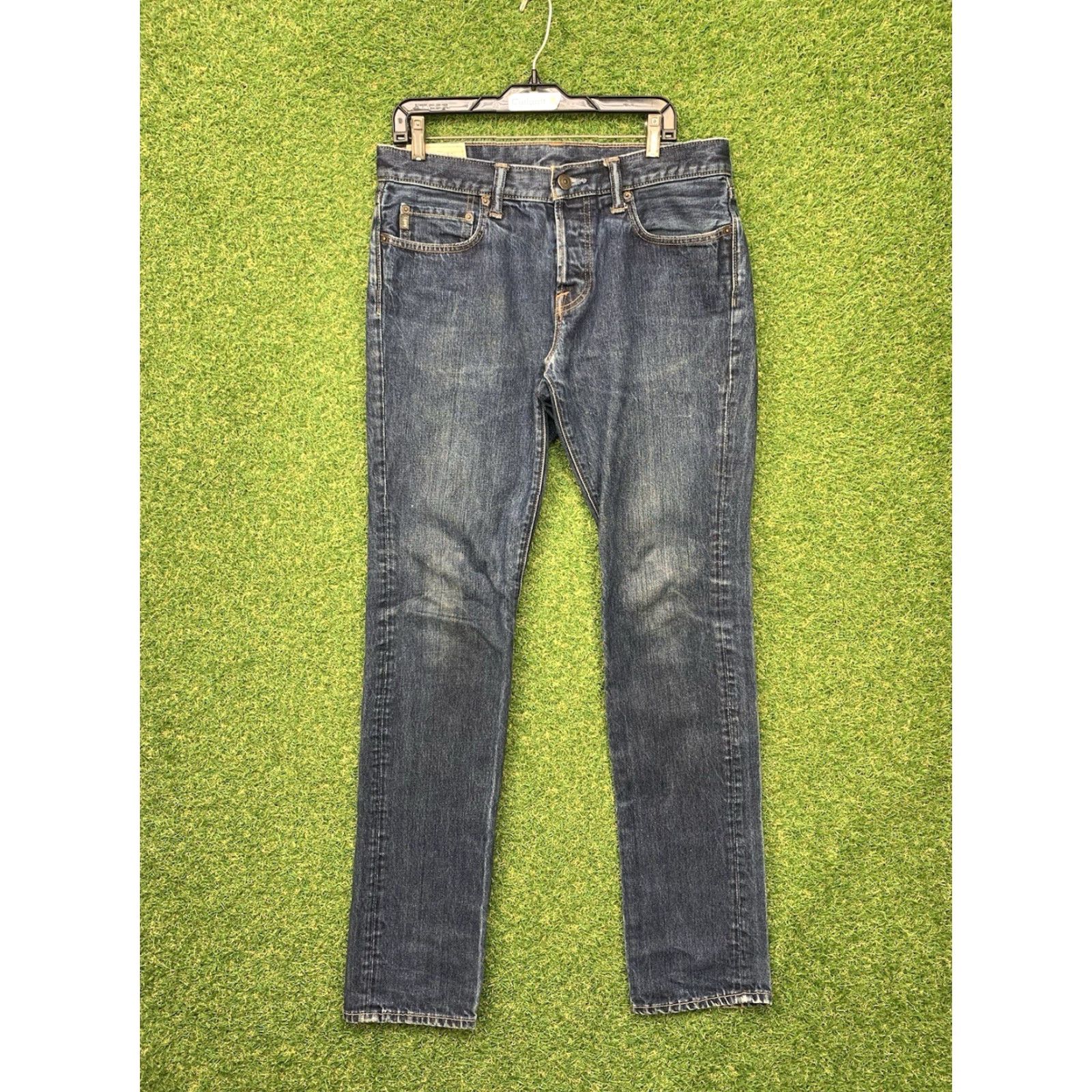Abercrombie & Fitch Abercrombie & Fitch Jeans Mens 32x34 Athletic Slim Skinny Blue Denim Cotton Polyester Stretch Preppy 4-Pocket 5-Pocket Buckle Bke Modern Size US 32 / EU 48 - 2 Thumbnail