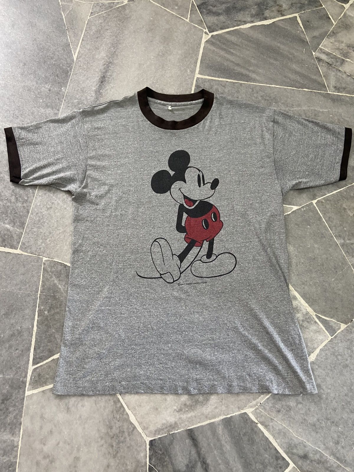 Vintage 80s Mickey Mouse Walt Disney Cartoon Ringer Tee Size US L / EU 52-54 / 3 - 1 Thumbnail