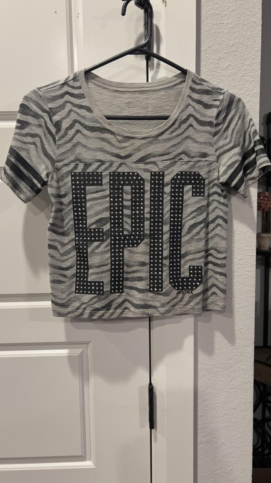 Other Justice Epic Zebra Print Crop Top Size ONE SIZE - 1 Thumbnail