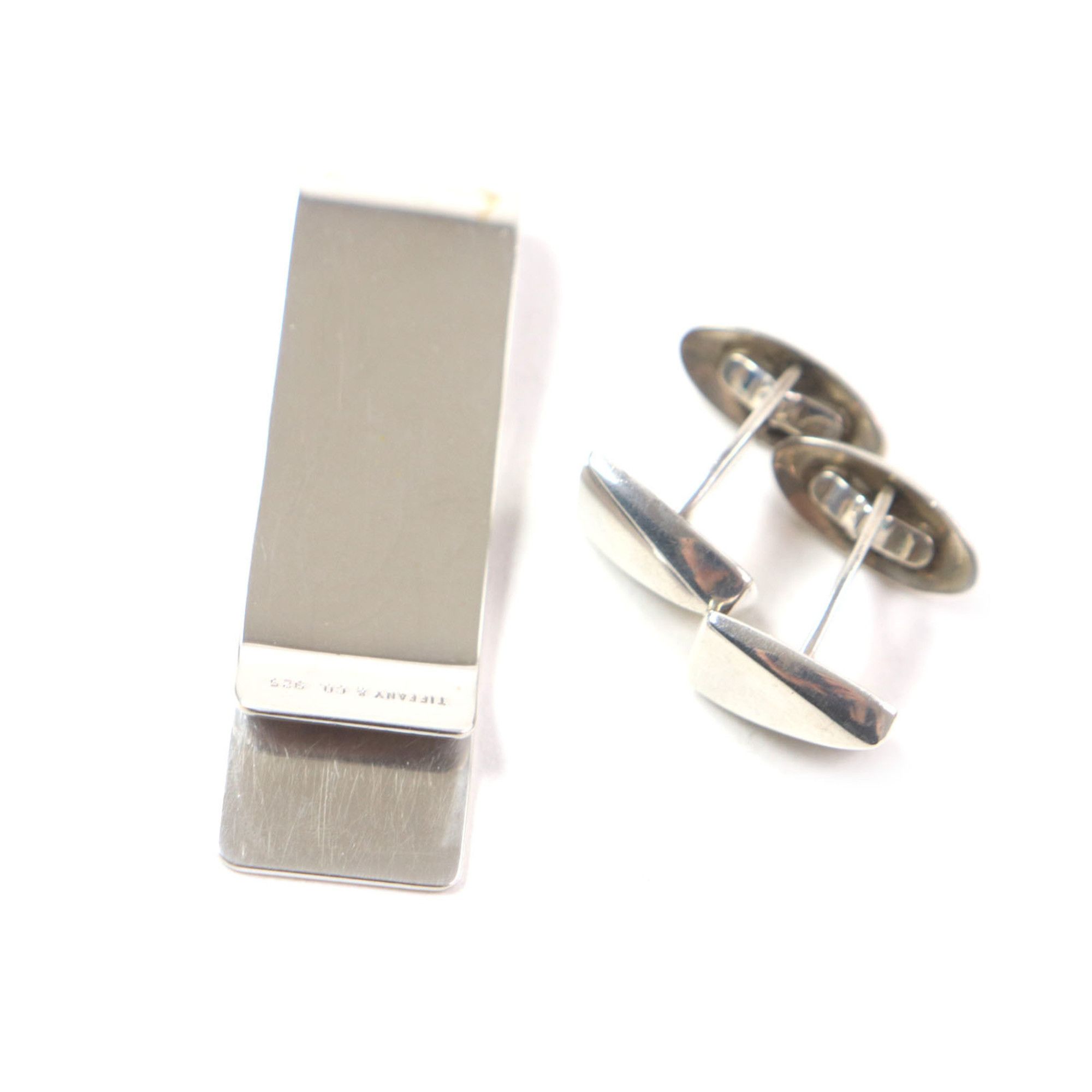 Tiffany & Co. TIFFANY & Co. Tiffany Logo Engraved Money Clip Cufflinks Set of 2, SV925 Silver, with Dust Bag, Made in Italy, Total Weight 31.48g, Men's Size ONE SIZE - 1 Thumbnail