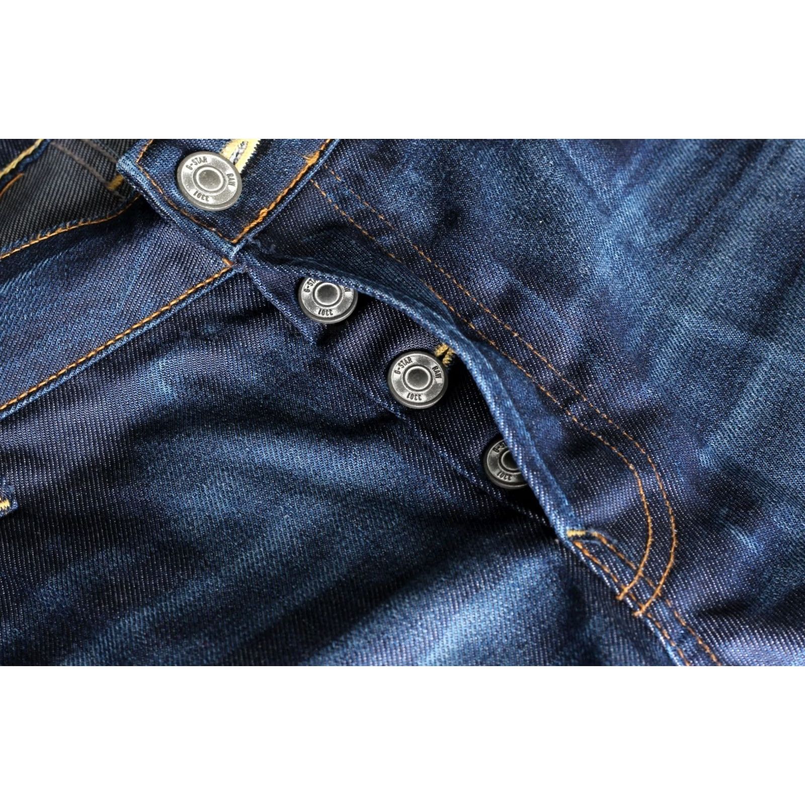 G-Star G-Star 3301 LOW TAPERED Jeans Men 36x34 DZ8281 Blue Denim 5-Pocket Design Regular Rise Mid 10-12in Slim Tapered Clothing Mens Jeans Size US 36 / EU 52 - 5 Thumbnail