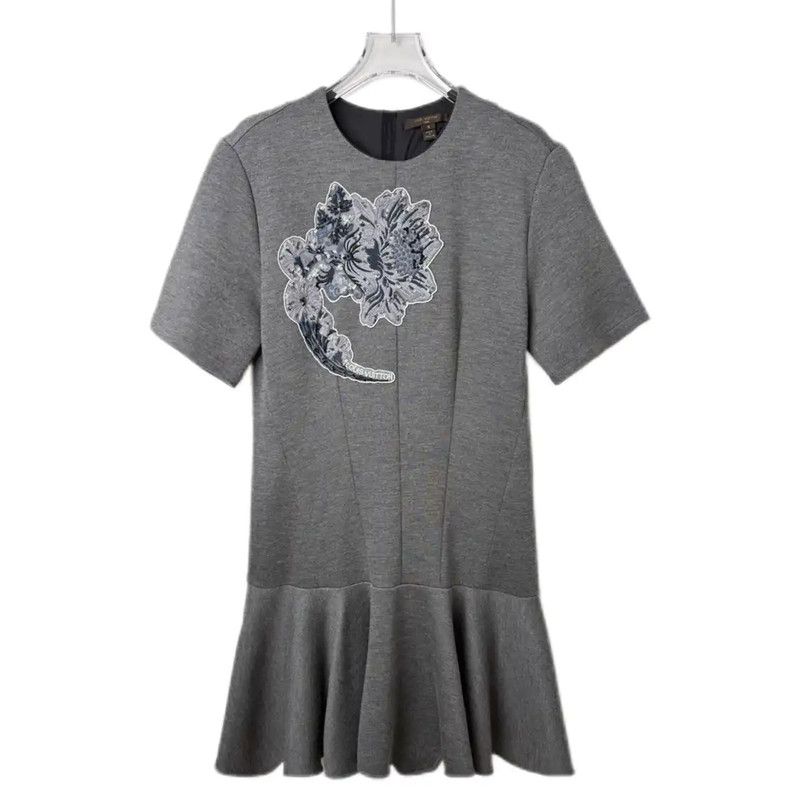 Louis Vuitton Louis Vuitton Gray Cotton Blend Dress 0089 Size S / US 4 / IT 40 - 1 Thumbnail