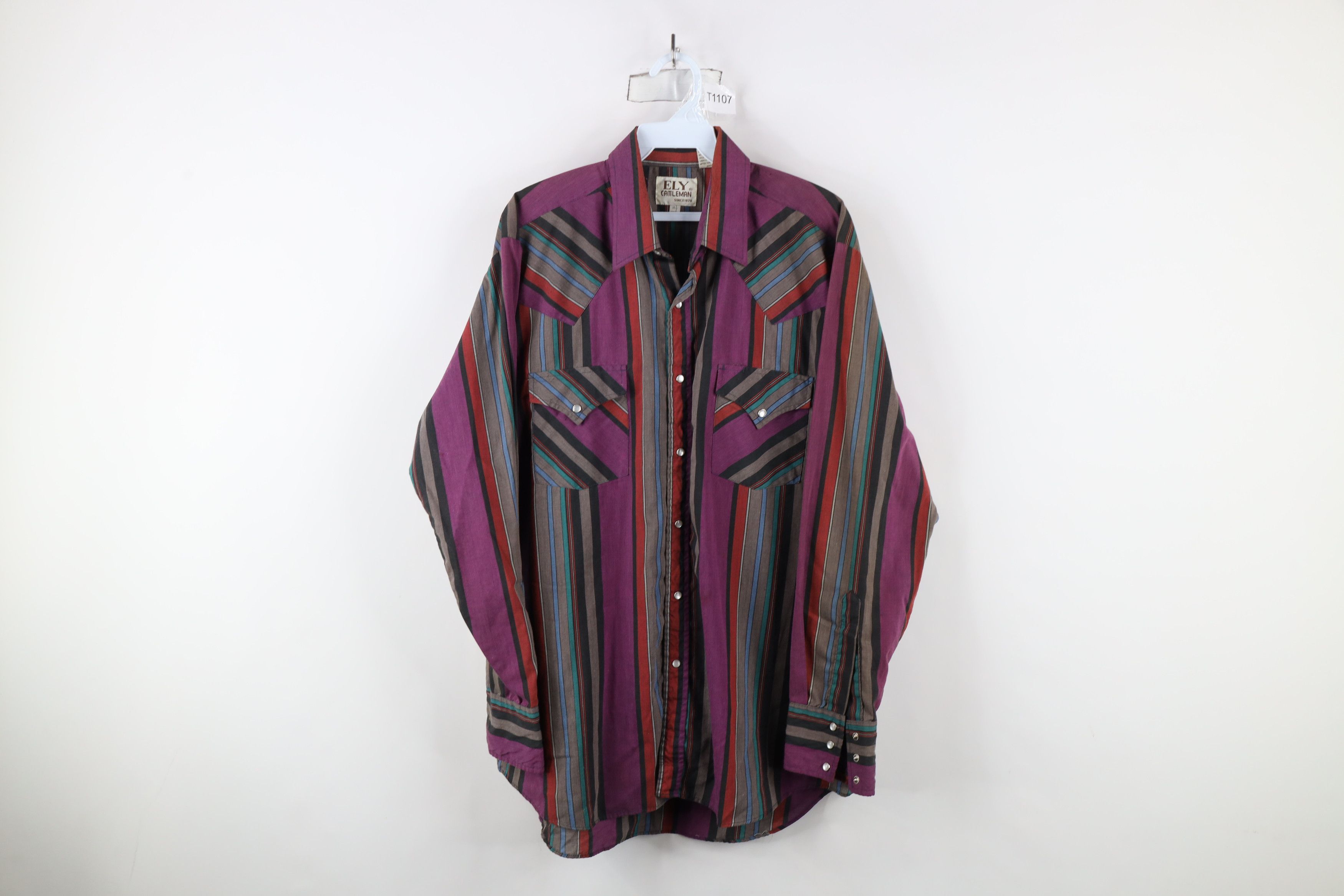 Vintage Vintage 90s Rockabilly Rainbow Striped Western Button Shirt Size US M / EU 48-50 / 2 - 1 Thumbnail