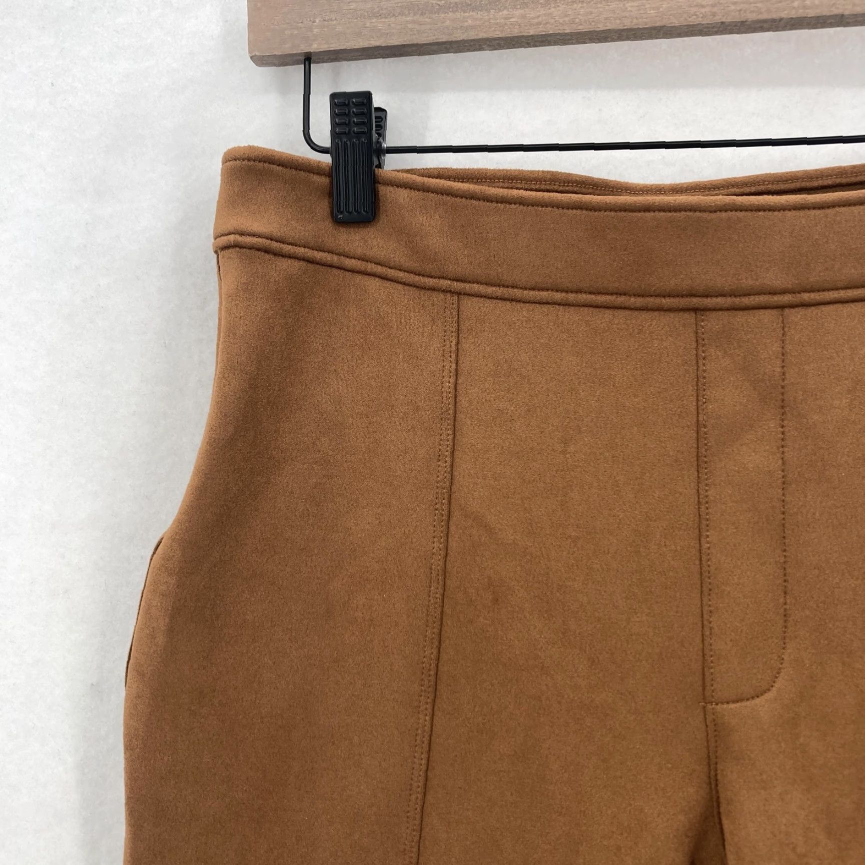 Spanx VINTAGE? No—spanx pants womens large caramel faux suede flare high rise pull on stretch nwt Size 36" / US 14 / IT 50 - 3 Thumbnail