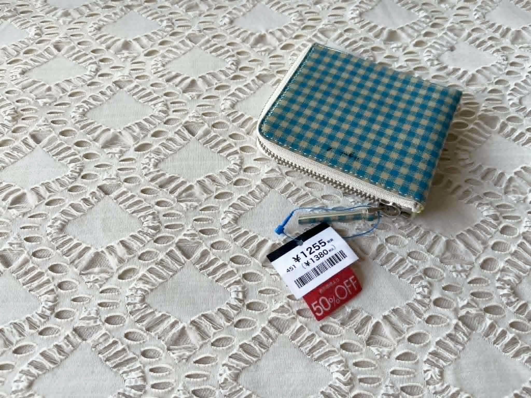agnes b. 2000s agnes b. Wallet, Blue & Cream Gingham Half Zip wallet Size ONE SIZE - 4 Thumbnail