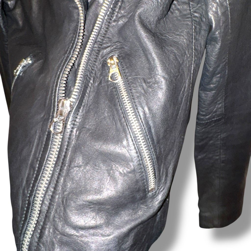 Madewell Madewell Black Lambskin Leather Racer Jacket Women’s Sz XXS Size XXS / US 00 / IT 34 - 5 Thumbnail