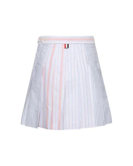 Thom Browne o1s22i1n0924 Funmix Striped Oxford Mini Skirt Size 27" / US 4 / IT 40 - 5 Thumbnail