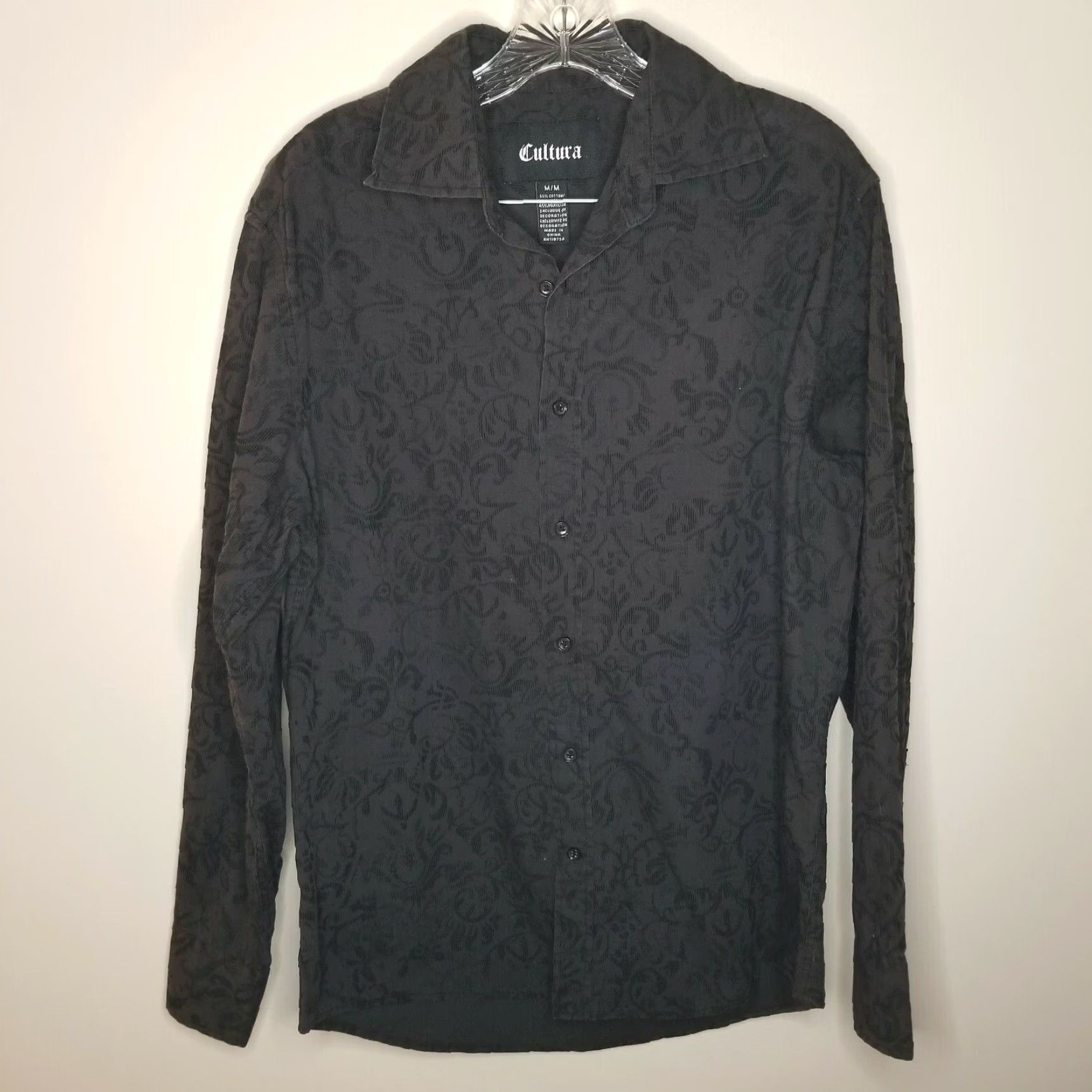 Vintage Cultura Mens Long Sleeve Button Up Black Size M Size US M / EU 48-50 / 2 - 1 Thumbnail