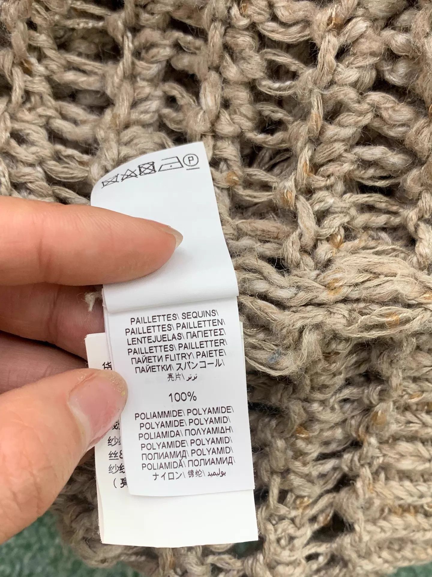 Brunello Cucinelli Brunello Cucinelli Khaki V-Neck Sequin Cutout Knit Sweater Size XS / US 0-2 / IT 36-38 - 5 Thumbnail