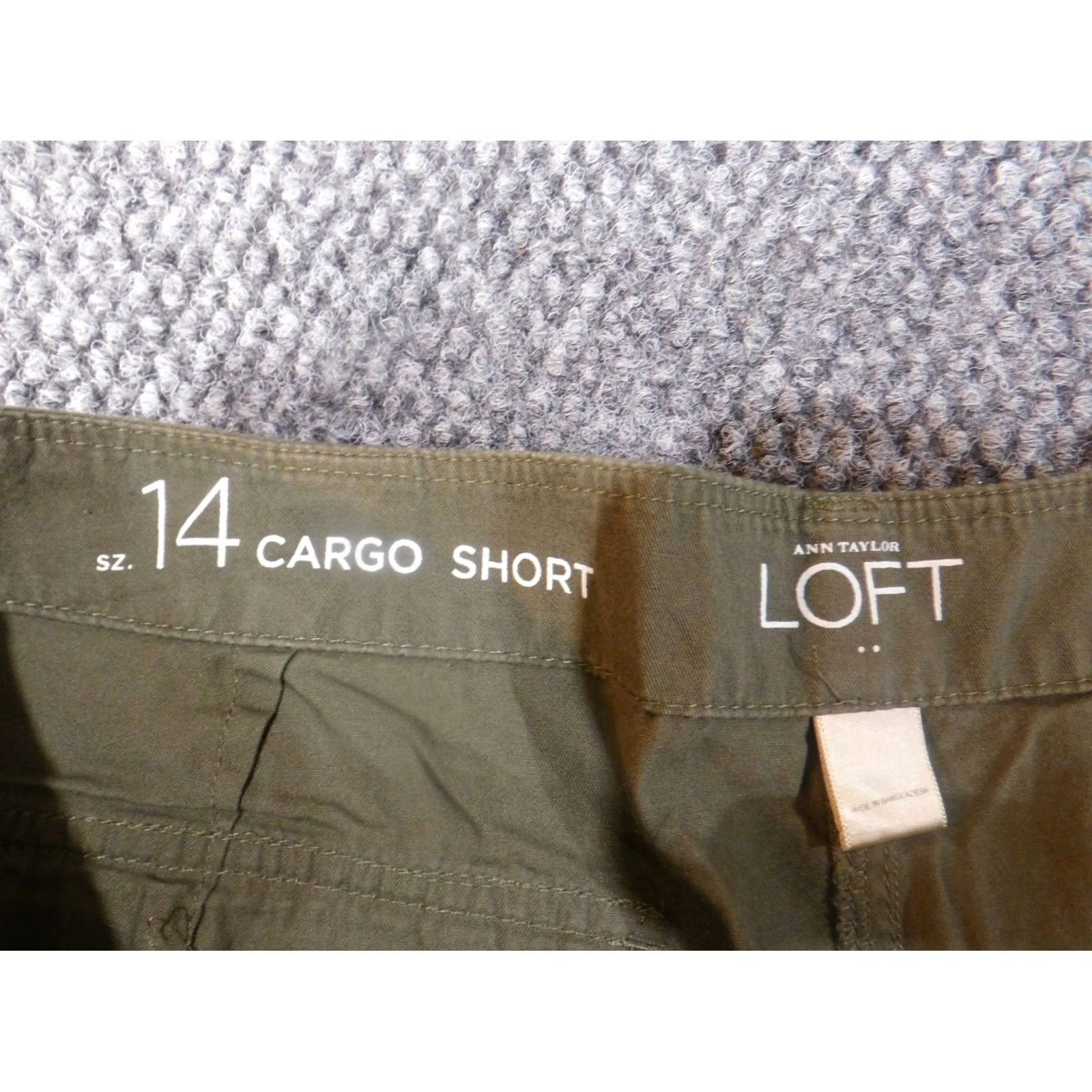 Loft LOFT Ann Taylor Womens Shorts 14 Green Cargo Flat Front Zip Classic Casual Knit Cotton Regular Mid Rise Flower Comfort Stretch Womens Size 26" / US 2 / IT 38 - 6 Thumbnail