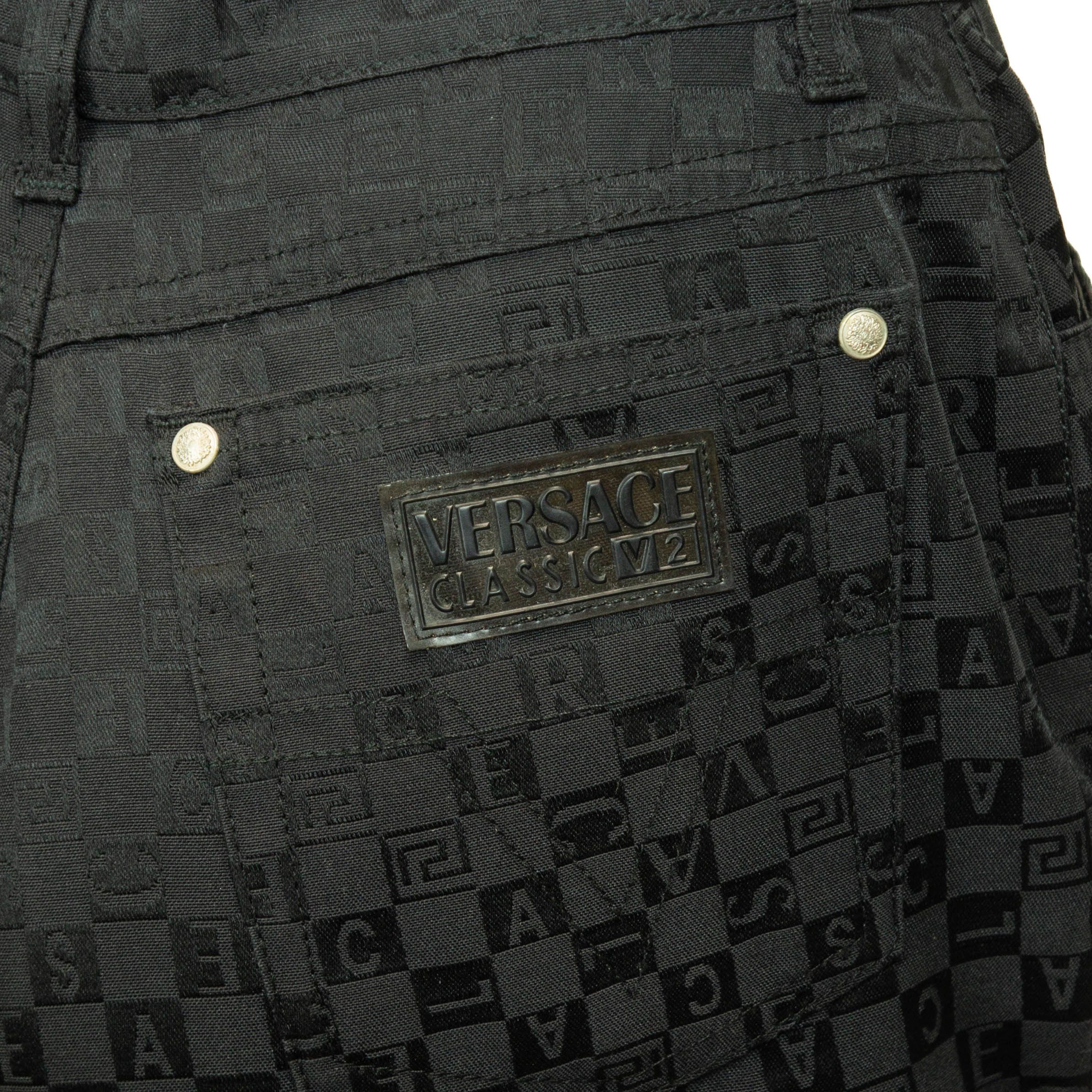 Versace VERSACE Classic V2 Monogram Black Trousers Pants Vintage 90s Size 30" / US 8 / IT 44 - 6 Thumbnail