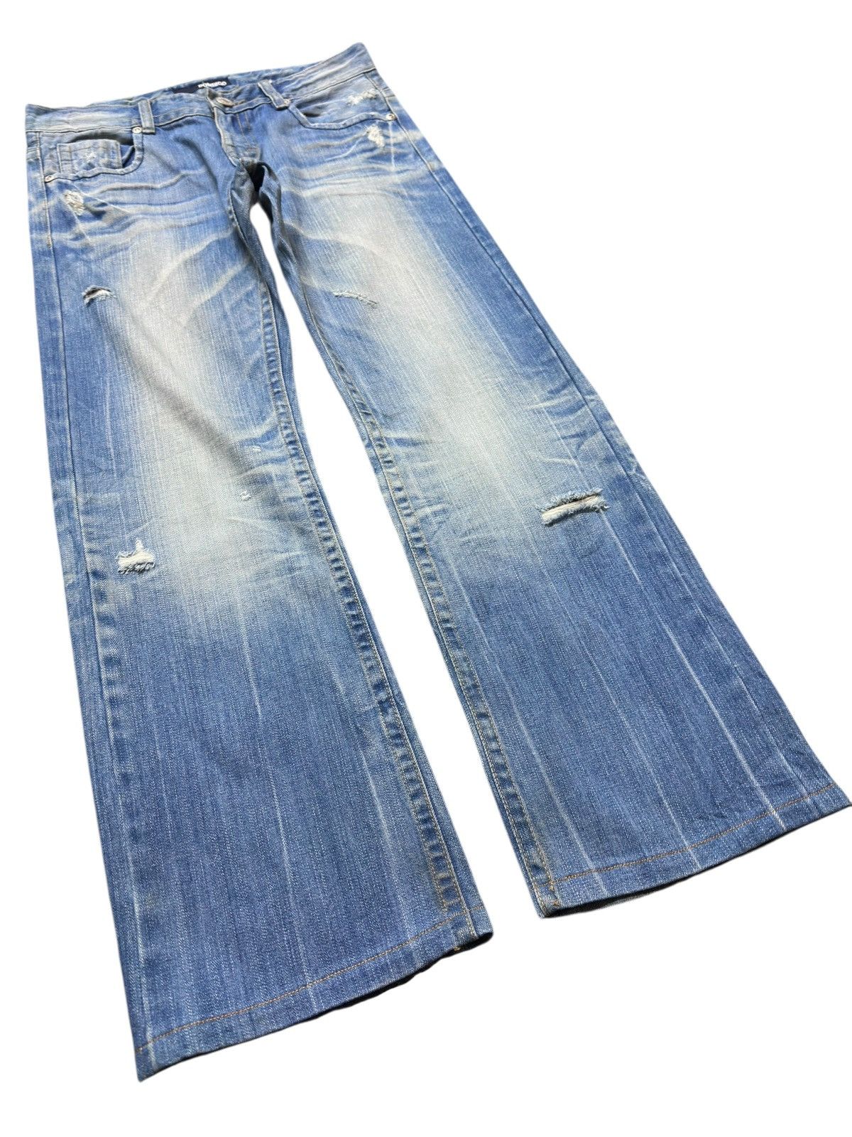 Adolfo Dominguez Vintage Domingo Blue Low Rise Flare Whiskers Denim Size US 30 / EU 46 - 3 Thumbnail