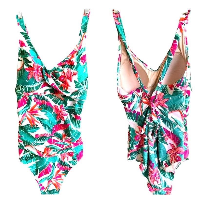 Designer Kona Sol Swimsuit Large 12 14 Tropical Floral One Piece Tumm Size L / US 10 / IT 46 - 6 Thumbnail